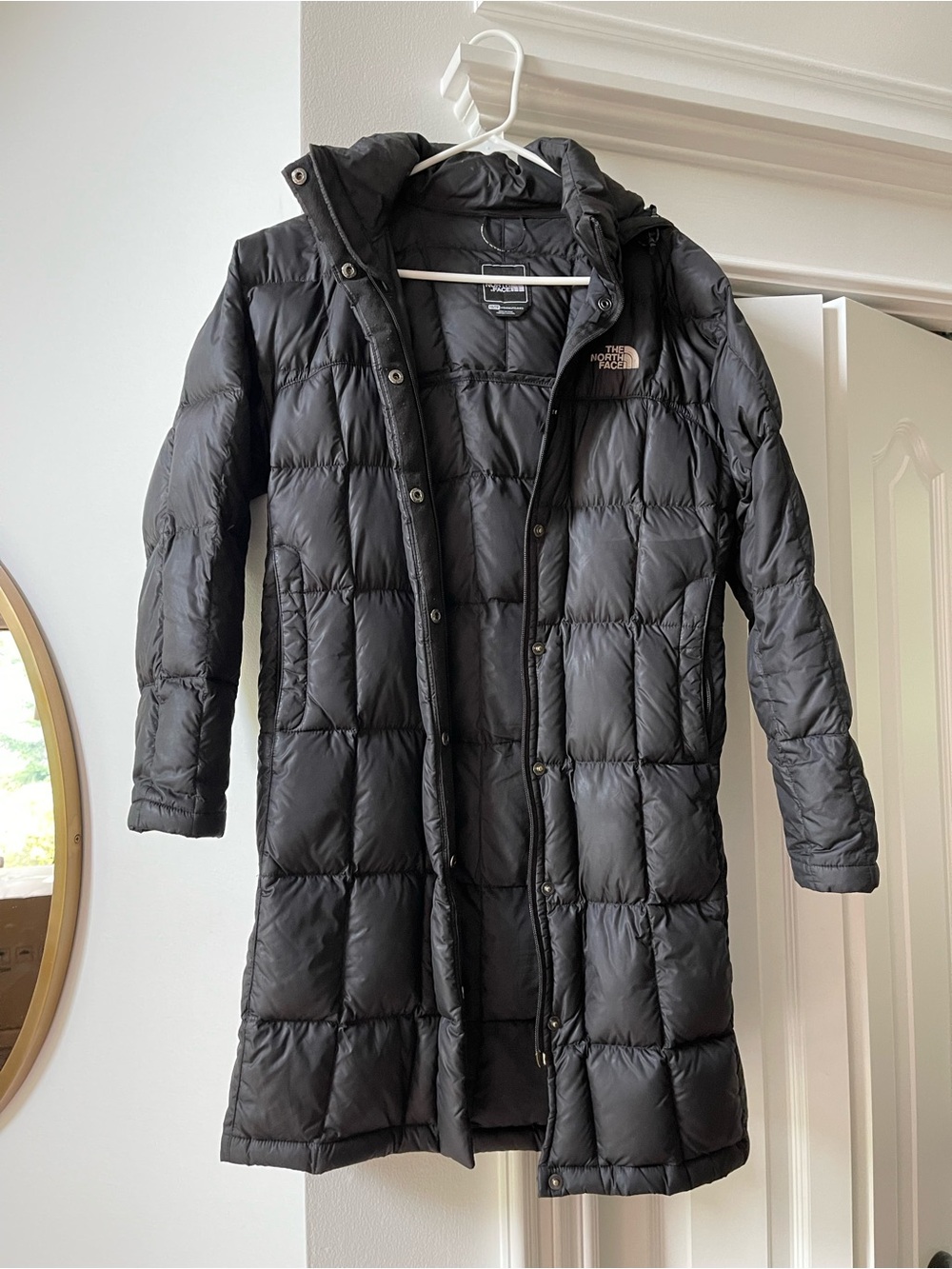 The North Face Women’s Black Long Puffer Coat with Hood